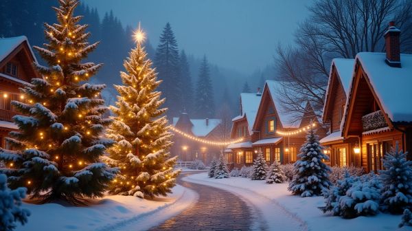 Sapins géants et villages lumineux : le Noël grand format en location